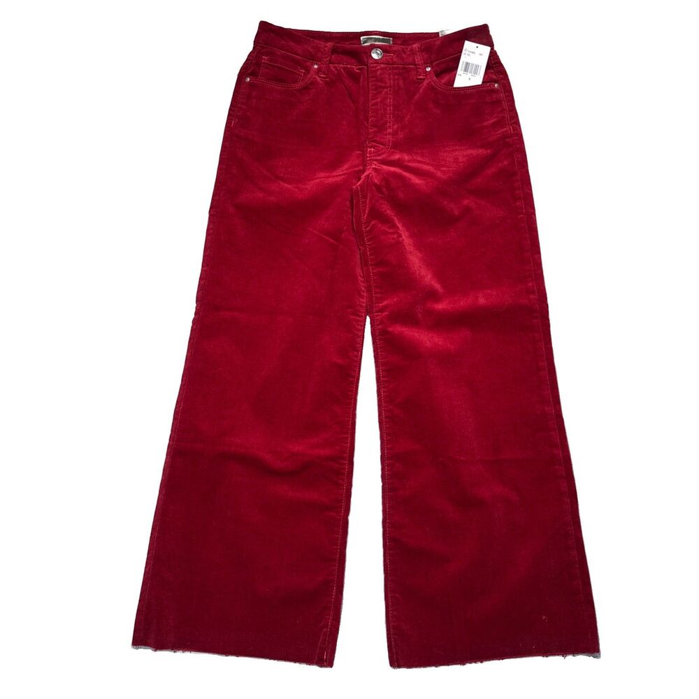 NWT KUT from the KLOTH Meg Wide Leg Corduroy Pant Red High Rise Fab Ab 6 (30x28)